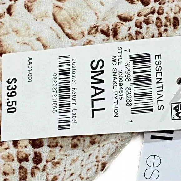 NWT BAR III Snakeskin Print Tank Top Sleeveless Blouse Back Zipper Closure - Picture 11 of 13